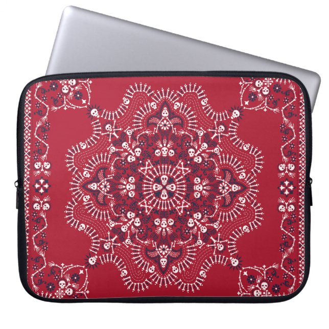 Paisley, döskallar, bandana, fyrkantig design. laptop fodral (Framsidan)