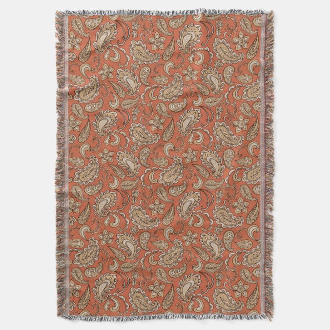 Paisley Dreams Orange Brown Filt (Framsidan Vertikal)