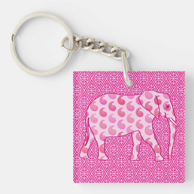 Paisley elefant - isrosa och fuchsia (Framsidan)