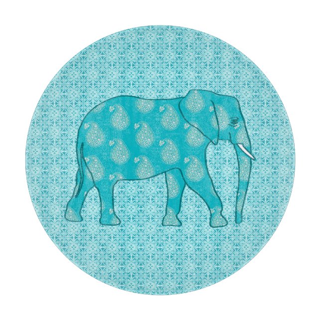 Paisley elefant - turkos och akvatisk (Framsidan)