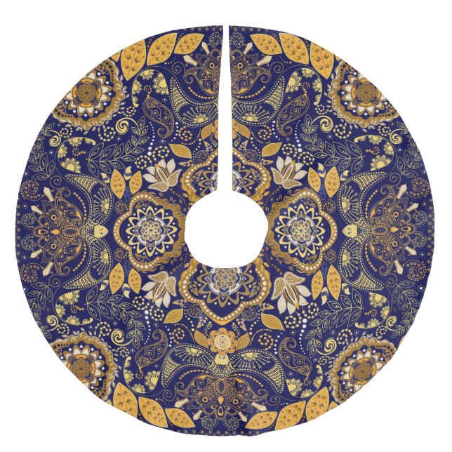 Paisley Elegance: Textildesign Mönster Julgransmatta Borstad Polyester (Framsidan)