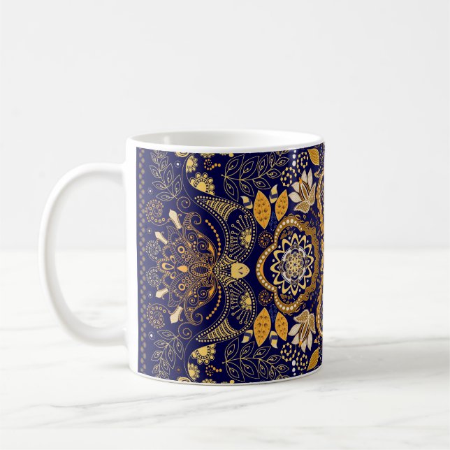 Paisley Elegance: Textildesign Mönster Kaffemugg (Vänster)