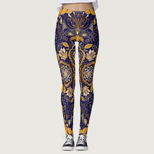 Paisley Elegance: Textildesign Mönster Leggings (Framsida)