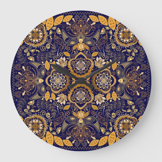 Paisley Elegance: Textildesign Mönster Stor Klocka (Framsida)