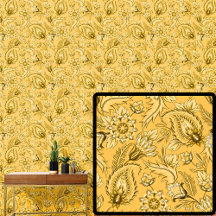 Paisley-Elegant för Bright Deep Gult Guld Blommigt