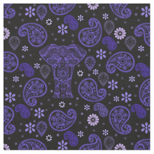 Paisley Elephant Damask Fabric Tyg