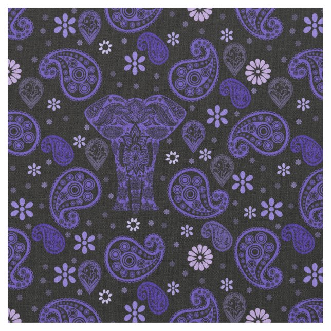 Paisley Elephant Damask Fabric Tyg (Närbild)