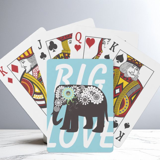 Paisley Elephant Design Elegant Cute Light Blue Kortlek (Skapare uppladdad)