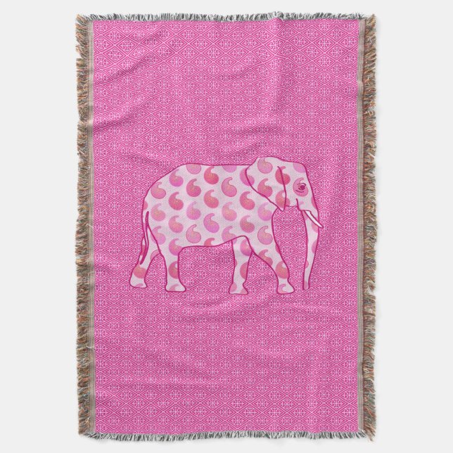 Paisley elephant - isens rosa och fuchsia filt (Framsidan Vertikal)