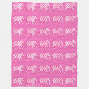 Paisley elephant - isens rosa och fuchsia fleecefilt