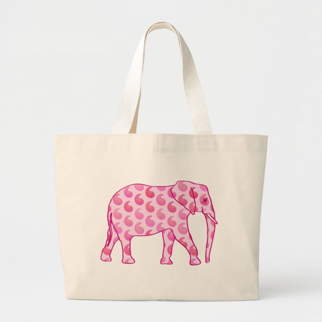 Paisley elephant - isens rosa och fuchsia jumbo tygkasse (Framsidan)