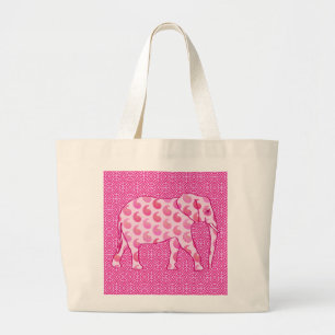 Paisley elephant - isens rosa och fuchsia jumbo tygkasse