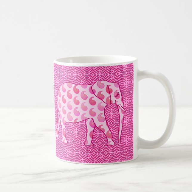 Paisley elephant - isens rosa och fuchsia kaffemugg (Höger)