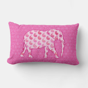 Paisley elephant - isens rosa och fuchsia lumbarkudde