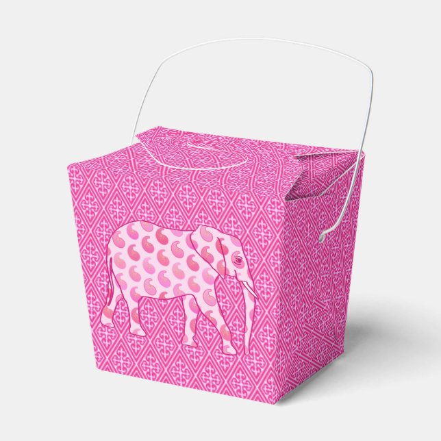 Paisley elephant - isens rosa och fuchsia presentaskar (Framsidan Sidan)