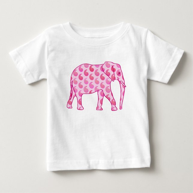 Paisley elephant - isens rosa och fuchsia t-shirt (Framsida)
