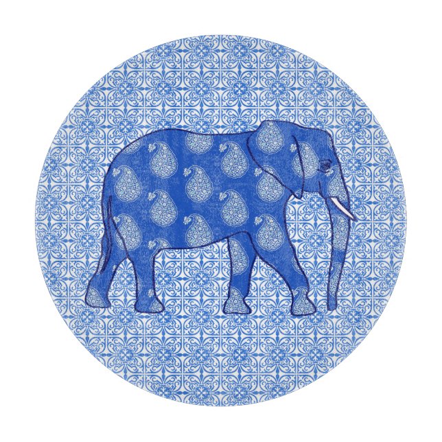 Paisley elephant - koboltblått och vitt (Framsidan)