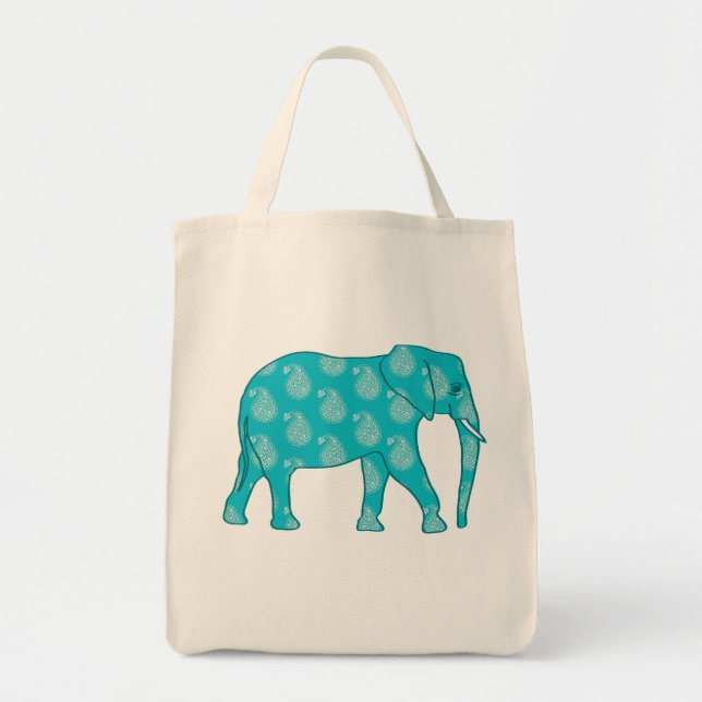 Paisley Elephant, Turcos och Aqua Tygkasse (Framsidan)