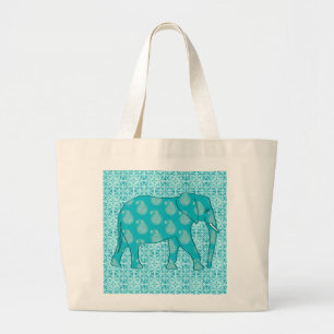 Paisley elephant - turkos och aqua jumbo tygkasse
