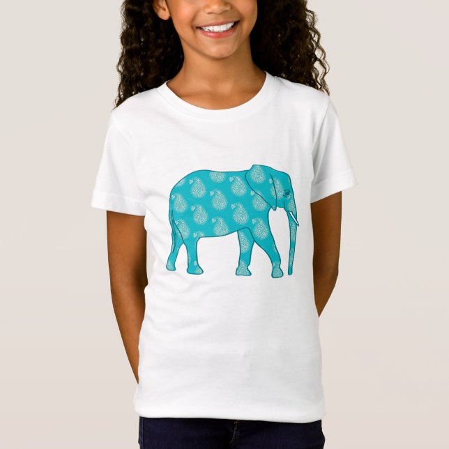 Paisley elephant - turkos och aqua t-shirt (Framsida)