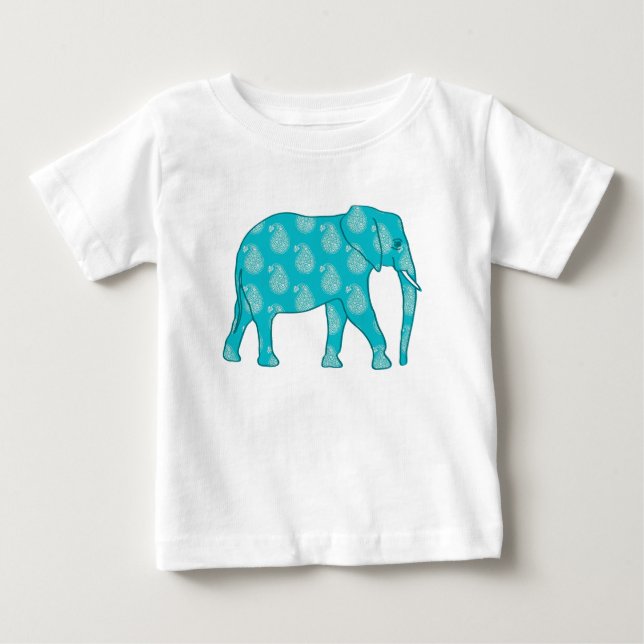 Paisley elephant - turkos och aqua tee (Framsida)