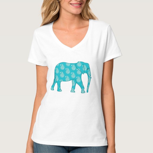 Paisley elephant - turkos och aqua tröja (Framsida)