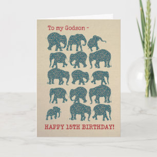 Paisley Elephants 15:e födelsedagskortet för Godso Kort