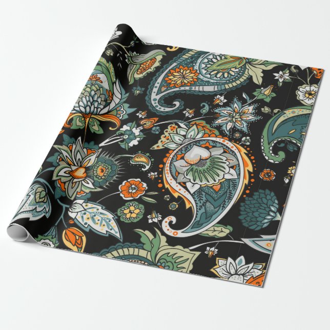 Paisley. Ett sömlöst mönster baserat på tradition Presentpapper (Utrullad)