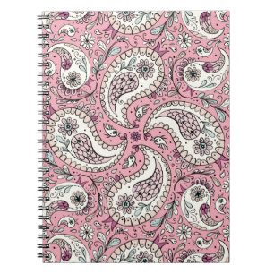 Paisley-fåglar i baby rosa anteckningsbok