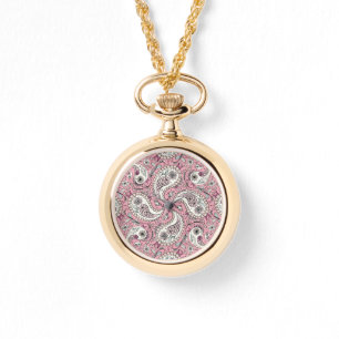 Paisley-fåglar i baby rosa armbandsur