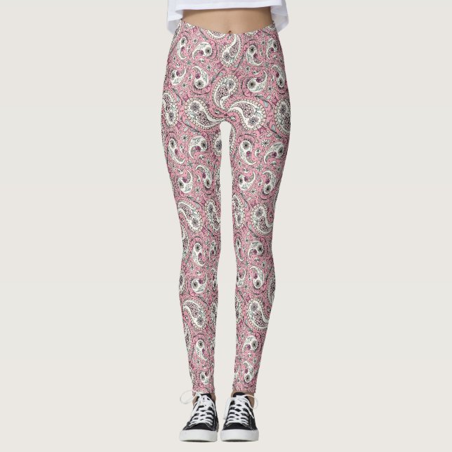 Paisley-fåglar i baby rosa leggings (Framsida)