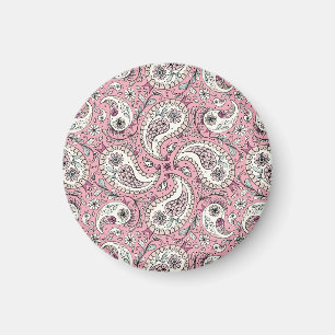 Paisley-fåglar i baby rosa magnet