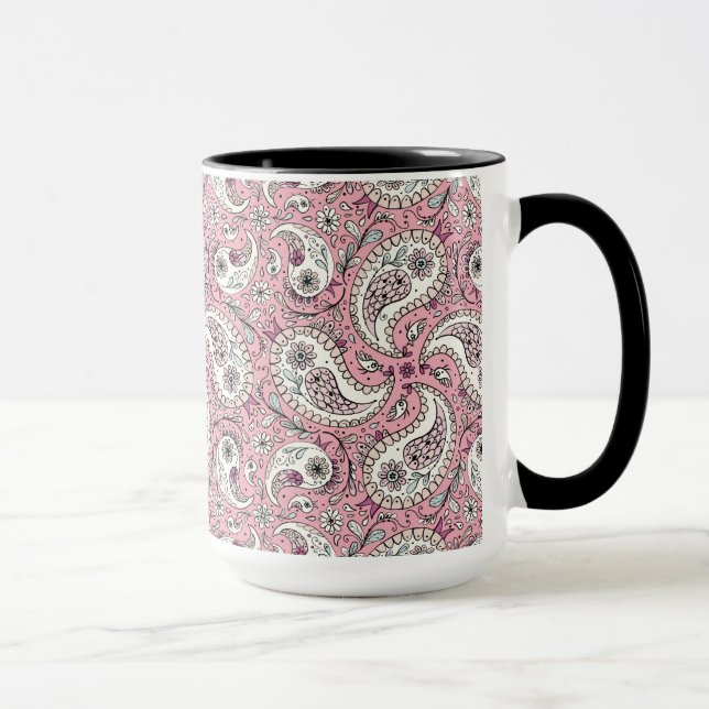 Paisley-fåglar i baby rosa mugg (Höger)