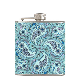 Paisley-fåglar på baby blue fickplunta