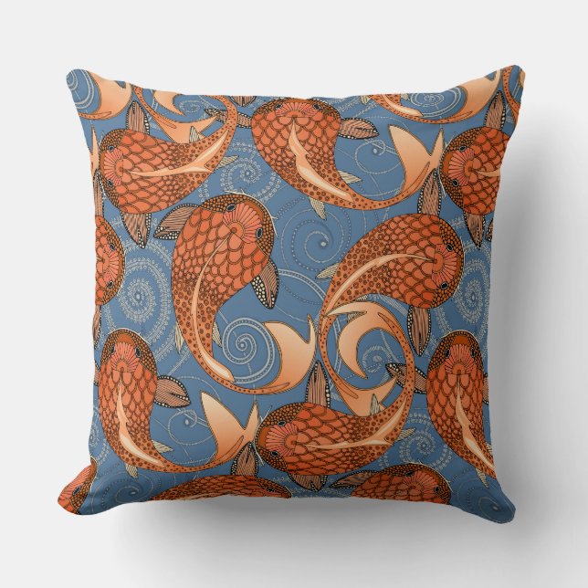 paisley fisk denim kudde (Framsida)