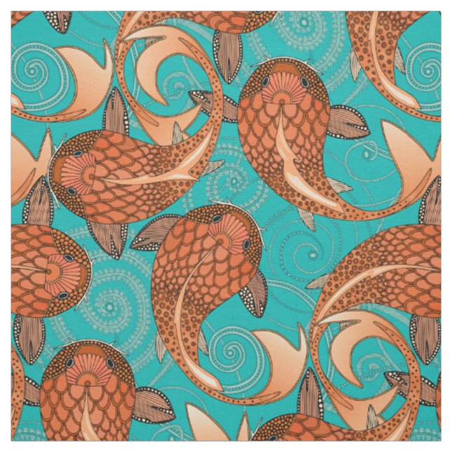 paisley fisk turkos tyg (Provkarta)