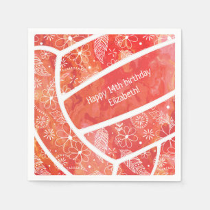 Paisley Fjäderdoudles röd orange volleyball Pappersservett