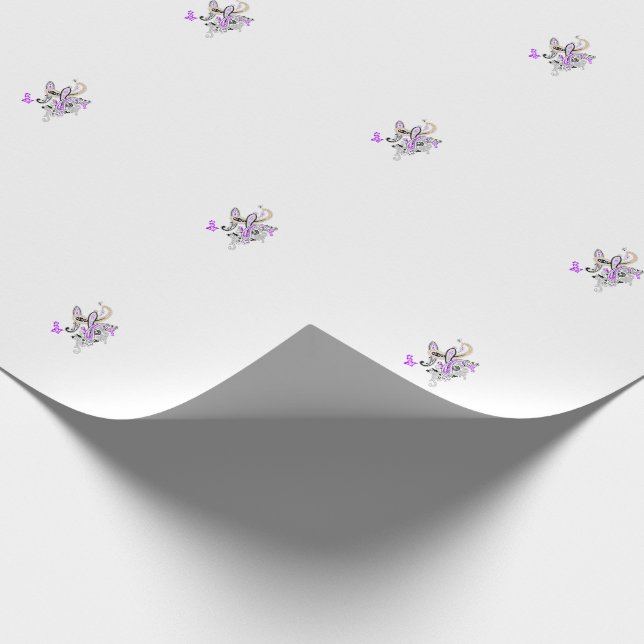 Paisley Floral Motif – Boho White Purple Orange  Presentpapper (Hörn)