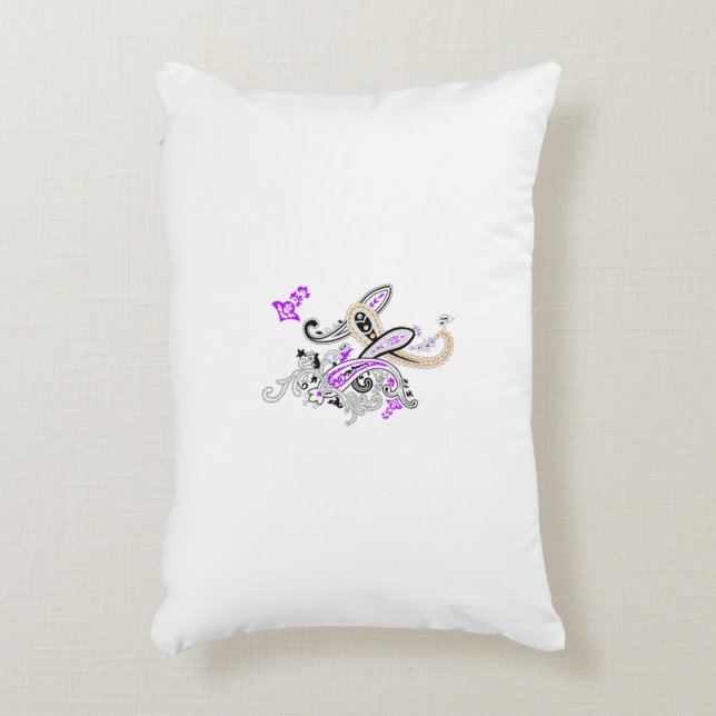 Paisley Floral Motif – Boho White Purple Orange  Prydnadskudde (Framsidan(Vertikal))