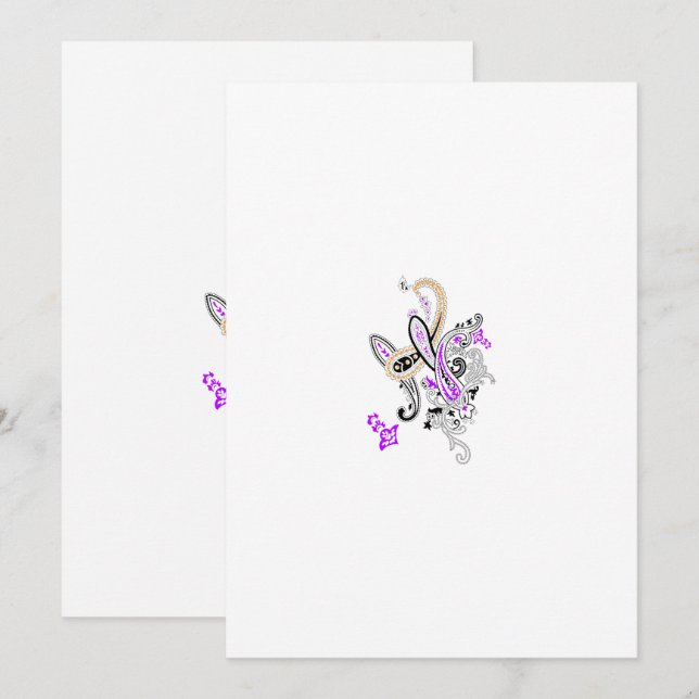 Paisley Floral Motif – Boho White Purple Orange  Tack Kort (Fram/baksida)