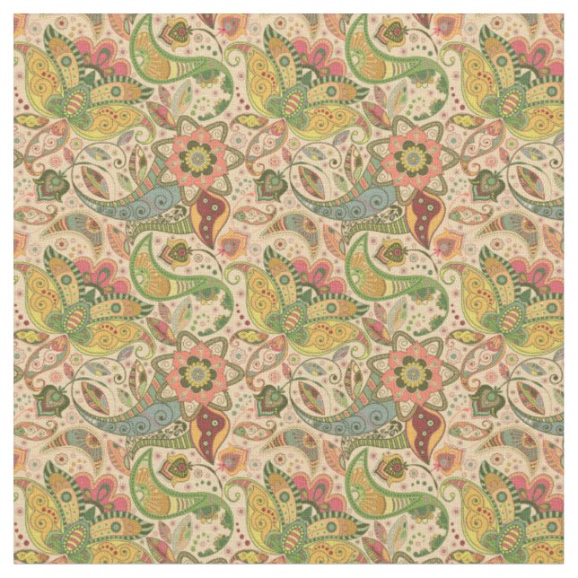 Paisley Flower Fabric | Blommigt för elegant Tyg (Närbild)