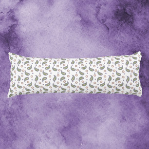 Paisley Flowers Dots Mönster Grönt Rosa Lila Kroppskudde