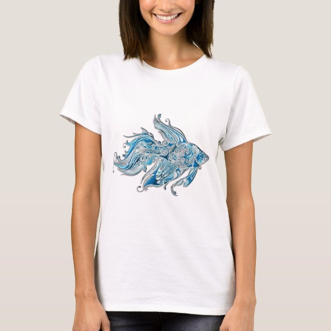 Paisley Flowing Fish T-shirt (Framsida)