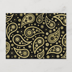 Paisley Funky Print in Black & Golds Vykort