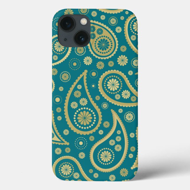 Paisley Funky Print in Teal & Golds (Baksida)