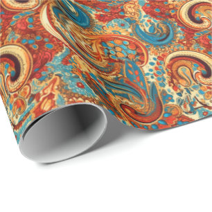 Paisley Golden Flower Abstrakt Mönster 10 Presentpapper
