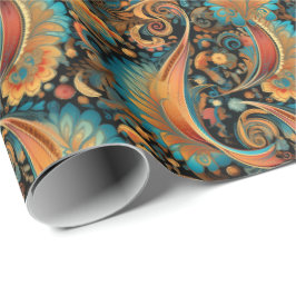 Paisley Golden Flower Abstrakt Mönster 11 Presentpapper