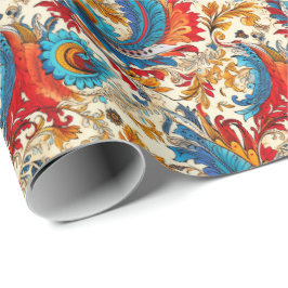 Paisley Golden Flower Abstrakt Mönster 4 Presentpapper