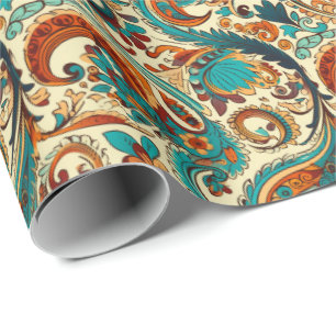 Paisley Golden Flower Abstrakt Mönster 5 Presentpapper
