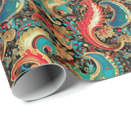 Paisley Golden Flower Abstrakt Mönster 8 Presentpapper